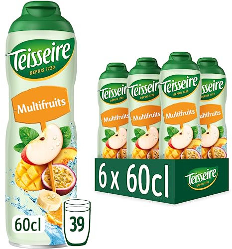 Teisseire Sirop Multifruits pour Boisson Rafraîchissante, Cocktails, Bidon Recyclable 6x60cl