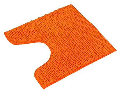 PANA Flauschiger WC Vorleger MIT Ausschnitt • Chenille Badematte in versch. Farben und Größen • Badteppich rutschfest & waschbar • 45 x 45 cm • Farbe: Orange