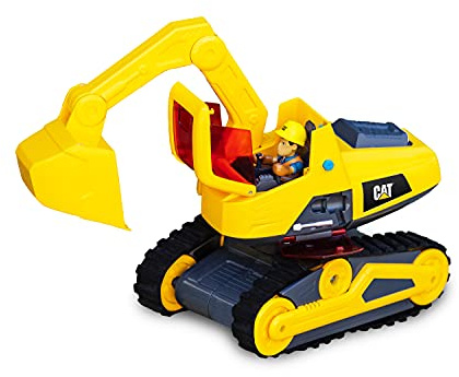 CAT Power Action Crew Bagger – Spielzeug-Excavator mit beweglichen Teilen, Arbeiterfigur & Zubehör, Spielzeug ab 3 Jahren