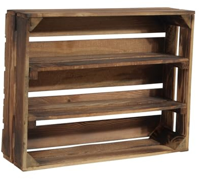 CHICCIE 2 Set Holzregal Schmalhanz 50x40x15cm - Geflammt 2X langes Regal