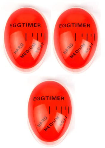 St@llion Egg Timer with Colour Changing Heat Sensitive Design Egg Shaped Boiled Egg Timer in Boil Water for Cooking Kitchen Gadget Tools- Soft, Medium and Hard Boiled Eggs (Pack of 3)