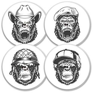 MySweetStitch Freestyle Libre 1 & 2 Sensor Sticker 4er Set Monkey Edition mit Belüftungsloch, Made in Germany