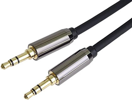 PremiumCord Cable Jack Estéreo HQ de 3,5 mm, Conector Jack de 3,5 mm, Macho a Macho, Cable de Conexión de Audio Para Auriculares Auxiliar, Blindado, Conector Metálico, M/M, Longitud 3 m