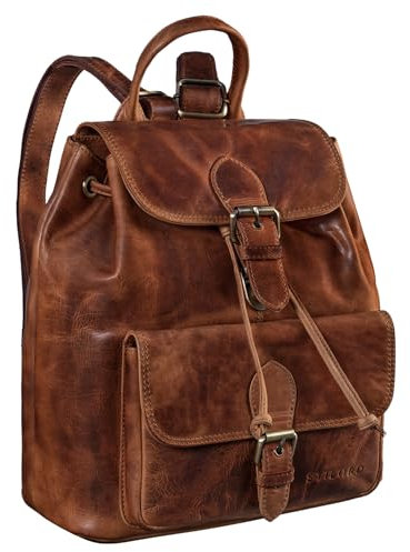STILORD Damen-Rucksack aus Leder cognac - Cityrucksack 13 Zoll - Vintage Backpack Frauen-Rucksack für Arbeit, Reisen, Shopping & mehr 'Destiny'