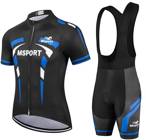Fahrradbekleidung Set – Komplettanzug Radtrikot + Trägerhose mit 5D-Gel-Polsterung Antistoß - Mod.02n XXL