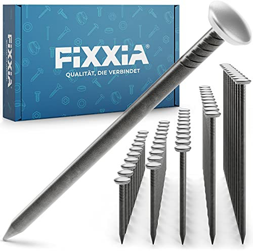 FIXXIA 50 Stahlnägel mit silberfarben Kopf gemischte Längen 20/25/30/40/50mm, Bildernägel, Nägel zum Bilder aufhängen, Bildaufhänger, Betonnägel, Aufhänger für Bilder (ohne Einschlaghilfe)