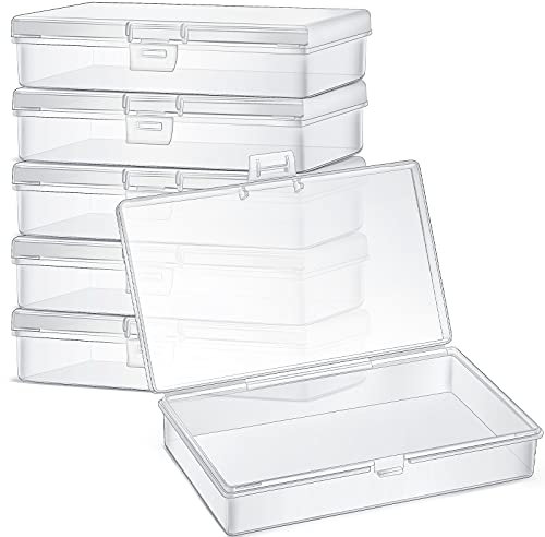 Jetec 6 Stücke Mini Kunststoff Klar Perlen Aufbewahrung Behälter Box zum Sammeln Kleinen Gegenständen, Perlen, Schmuck, Visitenkarten, Spielstücken, Handwerk (5,2 x 3 x 1,2 Zoll)