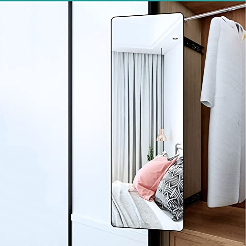 Miroir coulissantes pour chambre à coucher, miroir rotatif caché, miroir de vinaigrette à domicile, miroir de porte coulissante intégré, cadre en alliage d'aluminium, miroir haute définition grand écr