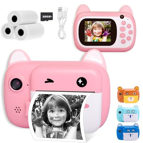 TOYOGO Cámara de Fotos Instantánea para Niños, Pantalla LCD de 6,1 cm, Cámara Digital con Zoom de 6X, Lente Doble de 24 m y Grabadora de Vídeo 1080p, Regalo para Niñas (Rosa)