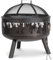 Dellonda Deluxe 24 Firepit, Fireplace, Outdoor Patio Heater, Modern Flame Design, Decoration Rings, Supplied with Cooking Grill, Safety Screen & Poker - DG117 Antique