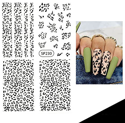 Slider Neon Green Black Self Adhesive Decals Wild Skin Design Snake Zebra Fluorescence Nail Art Stickers 3D(SP230,black)
