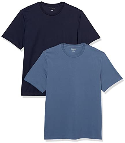 Amazon Essentials Men's Cotton Regular-Fit Short-Sleeve Crewneck T-Shirt, Pack of 2, Dark Blue/Navy, XL