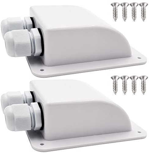 Gebildet Waterproof Solar Cable Entry Gland, Double Cable Entry Gland for All Cable Types 6mm² to 12mm² for Solar Panels on RV Camper Van Travel Trailer Boat Cabin (White, Pack of 2)