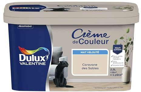 Dulux Valentine Crème de Couleur - Peinture multi-supports intérieure - Mat Caravane des Sables 2,5 L