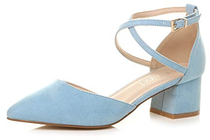 AJVANI Womens Ladies mid Block Heel Cross Strap Evening Mary Jane Court Shoes Size 4 37