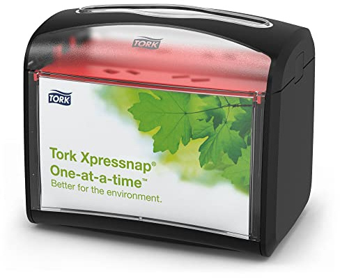 Tork Xpressnap Tabletop Napkin Dispenser Black One-at-a-time Dispensing, Hygienic, Durable Design 1 Pack x 1 Dispenser (6232100)