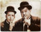 KUSTOM ART Magnet (Magnet) Serie Berühmte Schauspieler Stanlio & Öl (Stan Laurel Oliver Hardy) Vintage-Stil Kollektion Druck auf Holz 10 x 6 cm