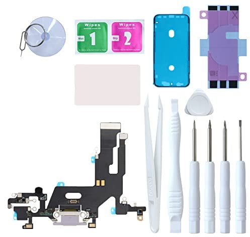 LOZOP for iPhone 11 Charging Port Replacement, Dock Connector & Microphone Assembly with Repair Tools for iPhone 11 6.1 Inch All Carriers (Purple)