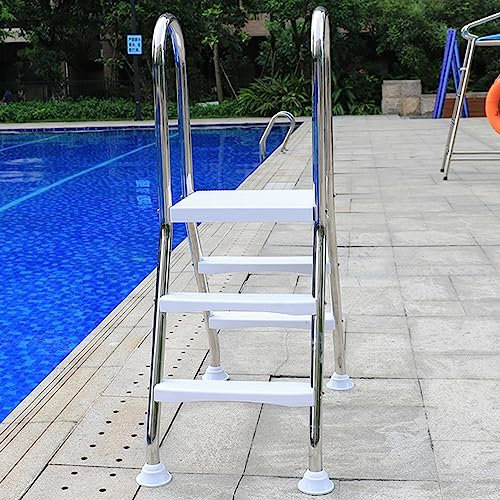 BOTOWI 85Cm Haute Durable 304 Acier Inoxydable Échelle de Piscine Hors Sol avec marches antidérapantes, Bras et barrière, échelle de 2 marches, capacité de Charge maximale 500 LB
