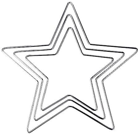 Ideen mit Herz Metallringe in Sternform | Metallsterne | 3 mm stark | 3 Stück | Verschiedene Größen: Ø 14 cm, 18 cm, 22 cm | ideal zum Deko-Anhänger-Basteln, Fensterdeko, Deko-Sterne (Silber)