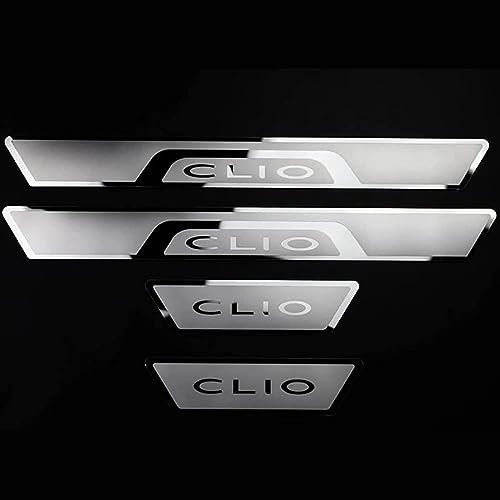 4 Stück Auto Einstiegsleisten Schutzfolie für Ren-Ault Clio 2019-2020 Türschwelle Lackschutz, Edelstahl Aufkleber Kantenschutz Styling Tuning Zubehör,Silver