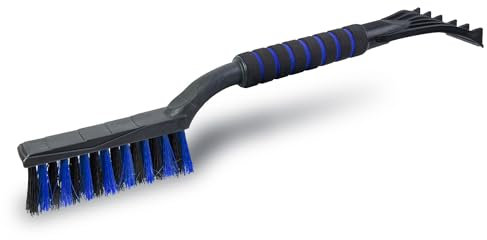 ToM PaR Spazzola e Raschietto per Ghiaccio 2 in 1 | Impugnatura Morbida ed ergonomica | Scopa-Raschietto per Pulizia Auto Neve, Ghiaccio e Gelo | Capelli densificati | Lunghezza: 50 cm | Blu