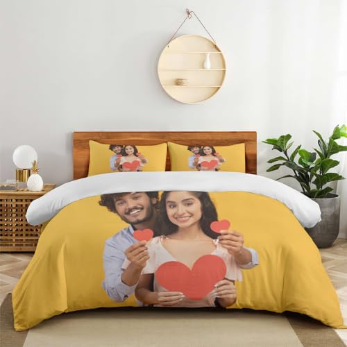 ＨＡＯＡＮＧＺＨＥ Personalisierte Foto Angepasste, Personalisierte Bettwäsche Set, Foto Bettwäsche mit Eigenem Foto, Personalisierte Geschenk-Idee Bettbezug mit eigenem Foto, für Vier Jahreszeiten