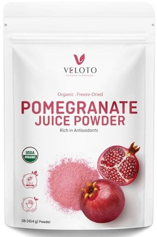 Organic Pomegranate Juice Powder 454g | Freeze-Dried, 100% Pure Pomegranate Fruit Powder | Rich in Vitamin C & Antioxidants | Vegan, Gluten-Free, Non-GMO Superfood for Smoothies, Yogurt, Baking, Drink