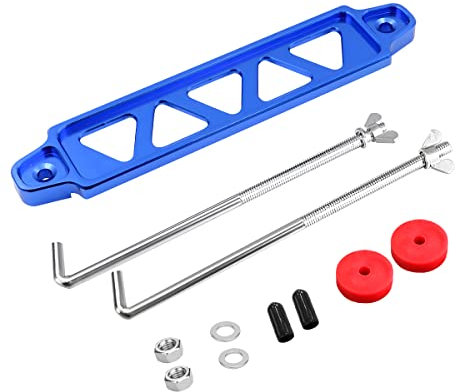 JNNJ Aluminium Autobatterie Halterung, Aluminium Autobatterie Halterung für Batterie Zurrgurt, Autobatteriehalterung Halterung Schloss Eloxiert, Autoteile(Blau)
