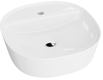 LAVITA Aufsatzwaschtisch Pereya Mini Aufsatzwaschbecken Quadrat Waschbecken ohne Überlauf und mit Hahnloch Aus hochwertigem Porzellan Waschtisch modernes Badkeramik Waschplatz 40,5x40,5x12 cm Weiß