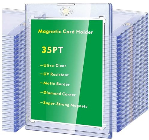 Magnetischer Kartenhalter, 35 PT Sammelkarten-Protektoren, transparente Acrylkarten-Protektoren für Baseball, Fußball, Sportkarten, Sammelkarten, Spielkartenaufbewahrung und Display (10 Stück)