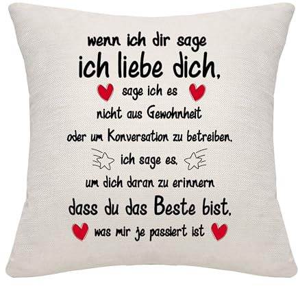 Bommex Geschenk für Freundin Freund Frau Ehemann Wenn ich dir sage ich Liebe Dich Kissenbezug für Paare Liebhaber Geburtstag Valentinstag (Stil-4)