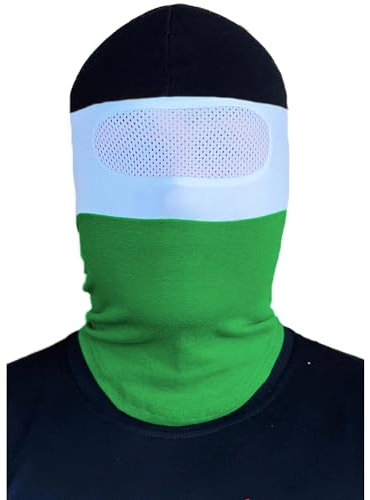 PGwear Sturmhaube Streifen mit Netz Maske Balaclava schwarz weiß rot blau grün gelb Navy (schwarz/weiß/grün mit Netz)