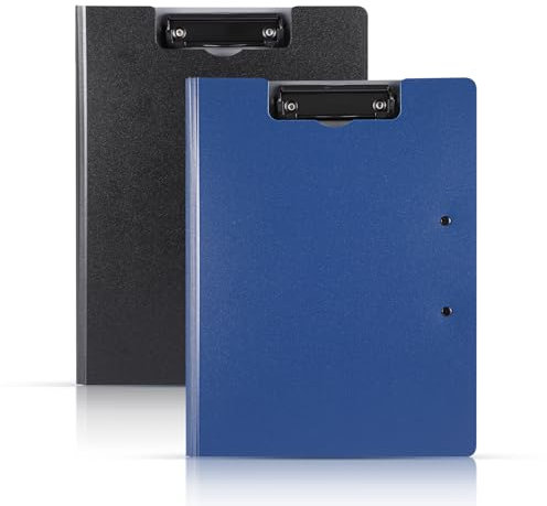 2 Stück Klemmbrett A4 mit Deckel, Klemmbrettmappe, Clipboard Schreibbrett, Ordner Foldover Clip Boards für Schule Büro Dokumente Papier