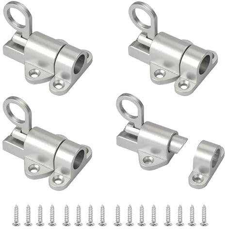 4 Stück Federriegel Automatische Türriegel mit Schraube Federverriegelung Riegelschloss Schlossriegel mit Feder Schieberiegel Verriegelung für Holztüren, Fenster, Schranktüren