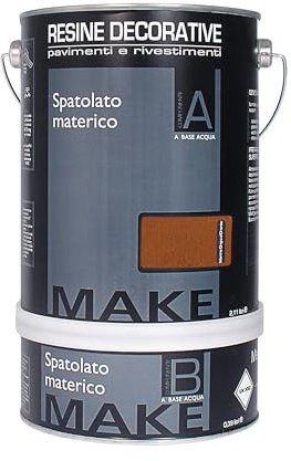 MAKE DESIGNED FOR YOU Resina Materico Epossidica Bicomponente, a Base Acqua, per Pavimenti e Rivestimenti con Effetto Spatolato, Made in Italy, Terra Rossa di Siena, 2,5L, 2 unità