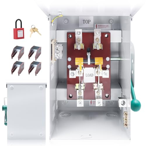KUTTOLE Interruptor de transferencia de generador de 200 A, interruptor de seguridad de doble tiro de servicio general de 48000 W, interruptor de transferencia manual de 120/240 voltios, diseño