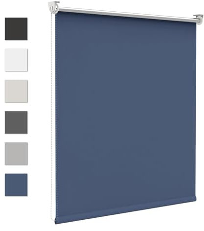 Verdunklungsrollo ohne Bohren Verdunkelungsrollo Klemmfix Rollos für Fenster ohne Bohren 160x110cm(LxB) Dunkelblau Thermorollo Fenster Rollo 100% Verdunkelung Sichtschutz und Sonnenchutz