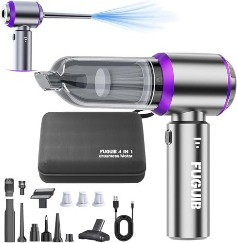 FuGuiB Handstaubsauger Tragbar Kabellos 3 Anpassung,Handstaubsauger Akku 4-In-1, BüRstenloser Motor Mit 21000 Pa Hochleistungs-Saugleistung, Pc-Druckluft-Staubsammler, Geeignet FüR Autos