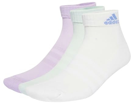 adidas Unisex Cushioned Sportswear Ankle Socks 3 Pairs, Powder Plum/White/Halo Mint, 2.5-4