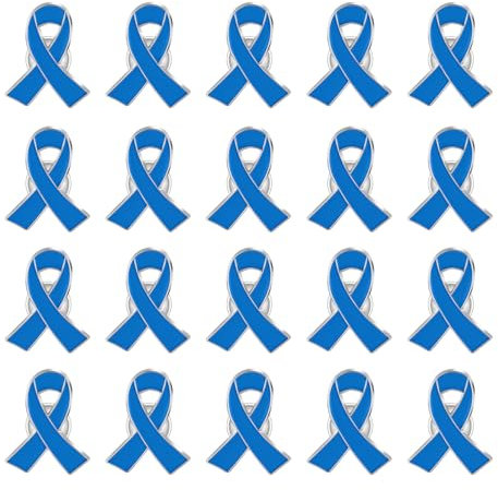 20 Pcs Octobre Rose Broche 2024 Accessoires Mode et Élégant Sensibilisation Cancer du Sein Pins Octobre Rose Épinglettes Ruban Rose Cancer du Sein Badge Octobre Rose Decoration (20PCS Blue, 6X4CM)