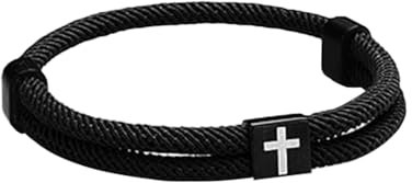 TOEECY Armband Herren Legierungs Armband Verstellbares Handgestricktes Quadratisches Kreuz Armband aus Edelstahl Freundschaftsarmbänder Tolles Geschenk für Männer