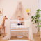 ALAVYA HOME® Betthimmel Tüll 120cm lang für Babybett & Wiege, Moskitonetz mit 2 Bommeln und Himmelstange I Babyzimmer Deko Schützt & Verzaubert Ihr Baby im Schlaf (Beige)