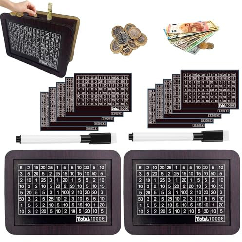 Gxlaihly 2 Stück Spardose Holz,Spardose Holz mit Marker Aufklebern,Sparbox mit Zähler zum Ankreuzen Wiederverwendbare,Mit 1000€/2000€/3000€/5000€/10000€ Zielsparschwein