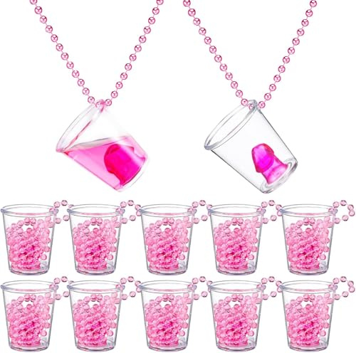 joonnair 12 SchnapsgläSer Zum UmhäNgen, SchnapsgläSer Mit Kette, JGA Weinglas, Kunststoff Schnapsglas Zum UmhäNgen (3cl/30ml) FüR JGA, Junggesellenabschied, Mottopartys, Hochzeiten & Karneval
