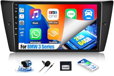 OiLiehu 2+64G Android 13 Car Stereo for BMW 3 Series E90 E91 E92 E93 2005-2012 with Wireless CarPlay Android Auto, 9 IPS Touchscreen Radio with WiFi Bluetooth Mirror Link EQ FM RDS SWC Backup Camera