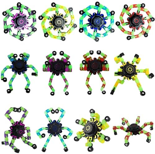 Fidget Spinner, 12 Stück Roboter Spinner, Blinkender Roboter Fidget Toys, DIY Transformierbares Rotierendes Finger Spinnerg, Fidget Spinner Set für Kinder Erwachsene Partygeschenk Geburtstagsfeier
