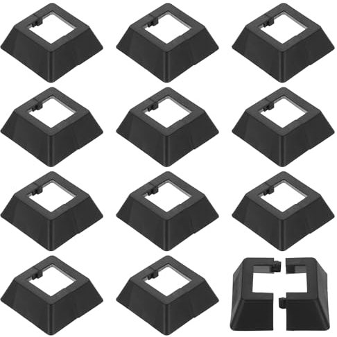 sourcing map Pfostenschürze, 12 Stück, 30 x 30 mm, Kunststoff, geteilter Stil, Pfostensockel, Verkleidung für Zaun, Treppe, Handlauf, Geländer, Veranda, 70 x 70 mm (insgesamt)