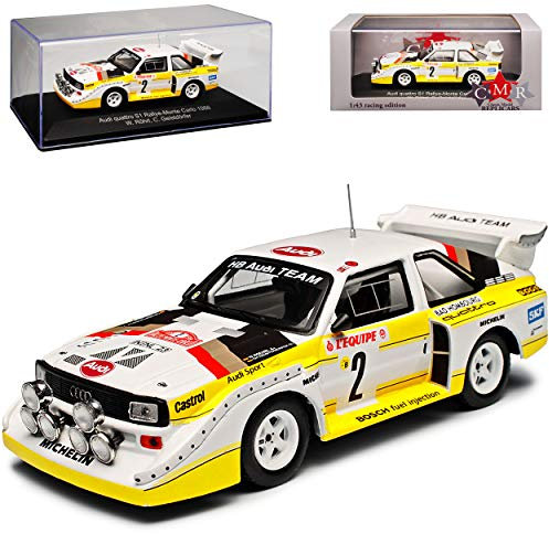 alles-meine.de GmbH A*u*d*i Sport Quattro S1 Rallye Monte Carlo 1986 Röhrl Geistdörfer mit Nacht Scheinwerfer 1/43 CMR Modell Auto mit individiuellem Wunschkennzeichen