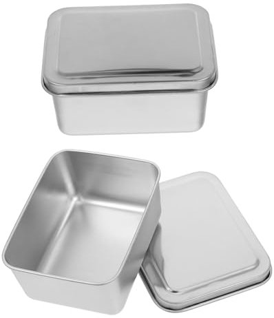Bandeja Metálica Para Hornear Con Tapa (2 Unidades): Recipiente Con Tapa De Acero Inoxidable Para Tostar Pan, Pasteles, Pan Y Panqueques.